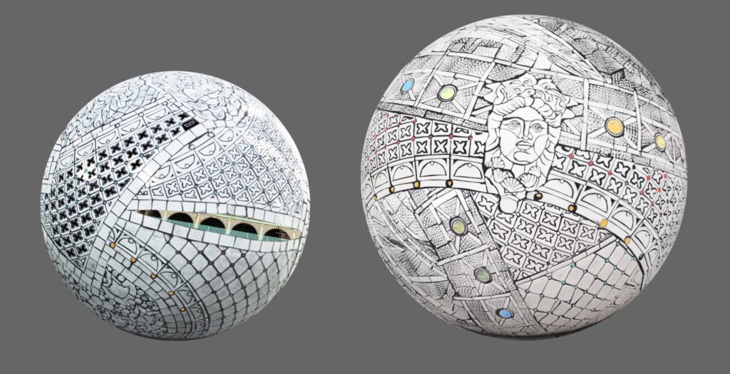 Designs for mosaic sphere by Marion Brandis 