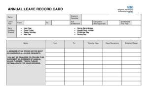 Excel Templates: Annual Leave Record