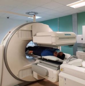 A patient having a whole body scan